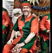 A recent photo of AB2K's William Pew, moonlighting as an elf. (She loves him really... and so does Santa).